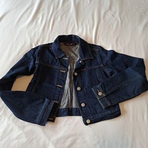 DKNY girls size large jean jacket, dark blue wash